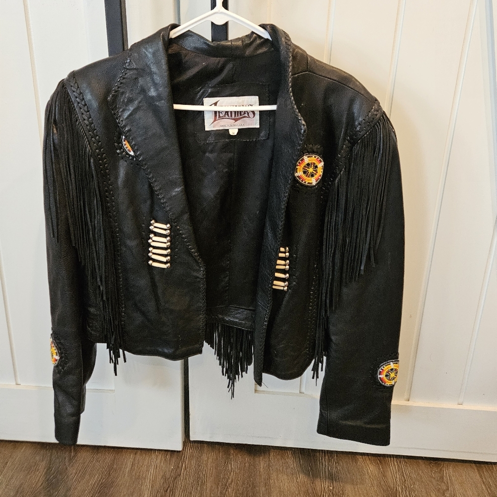 Ladies Diamond Leather Jacket  size med